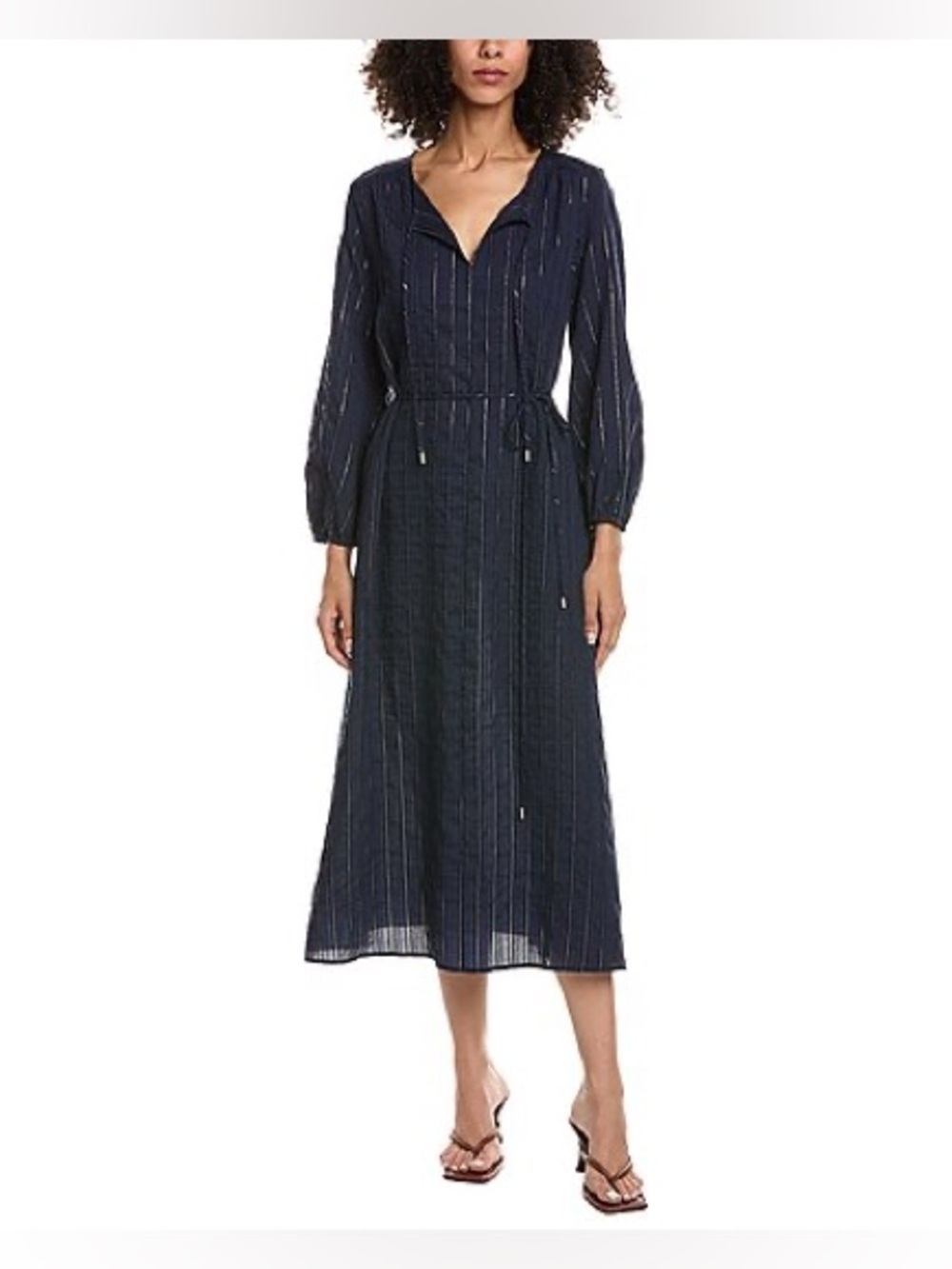 Tommy Bahama Navy Pinstripe Midi Dress